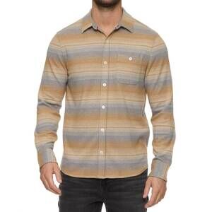 NEW FLAGS & ANTHEM men's lawrenceville hero knit flannel shirt in yellow multi